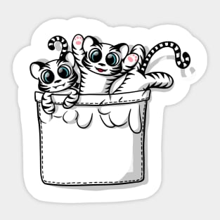 CUTE POCKET WHITE TIGERS Sticker